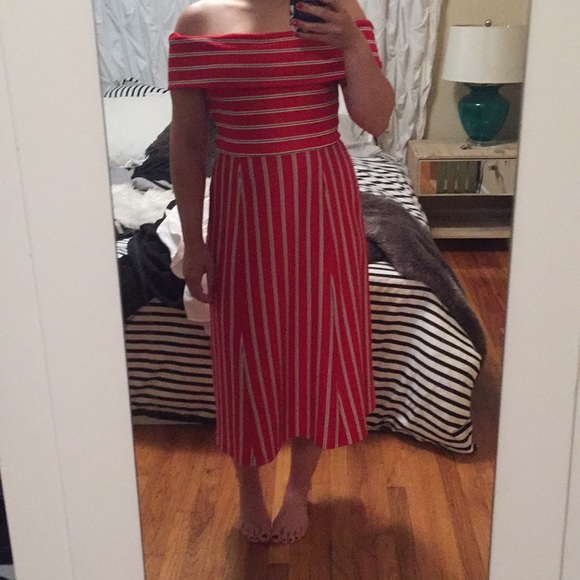 wayf off the shoulder midi dress